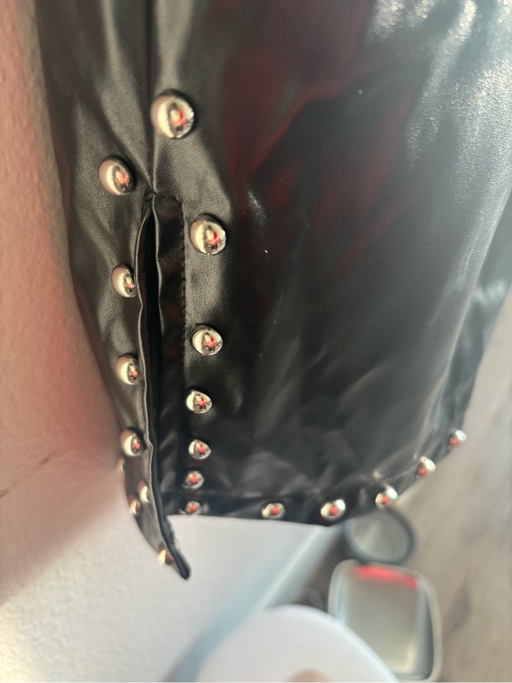 Studded Black Faux Leather Women's Jacket
